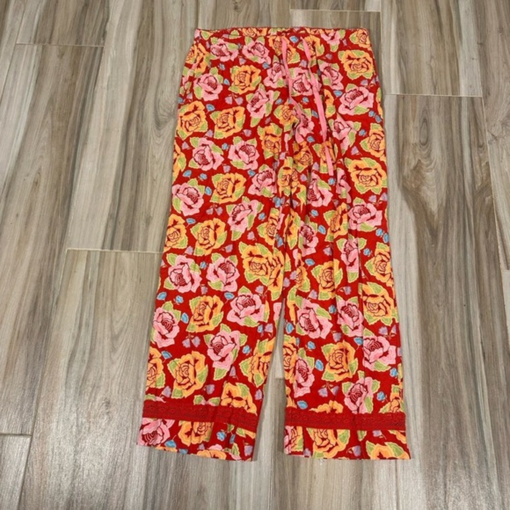 Nick & Nora Floral Pajama Set Women's Top‎ Bottom Sz XL Red Pink Casual Cozy - Picture 5 of 9